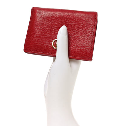 Gucci Pebbled Calfskin GG Marmont Card Case Hibiscus Red 2 of 8