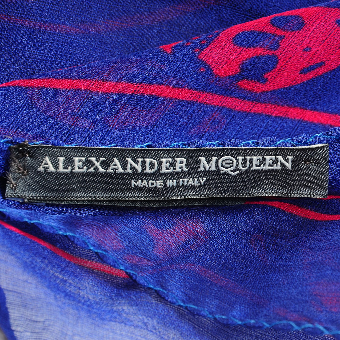 Silk Chiffon Skull Scarf Blue Hot Pink
