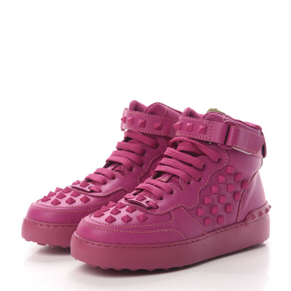 Valentino Garavani Calfskin Rockstud High Top Sneakers 35 Fuxia 3 of 7