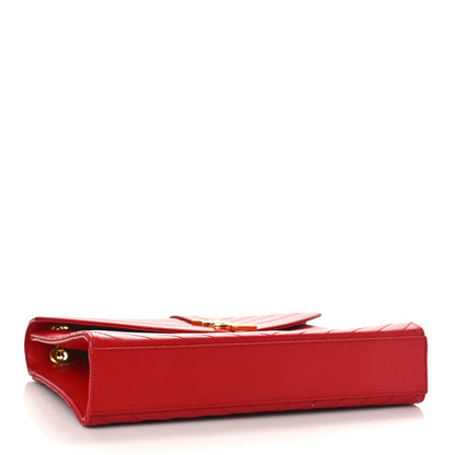 Saint Laurent Grain De Poudre Matelasse Chevron Large Monogram Satchel Lipstick Red 4 of 9