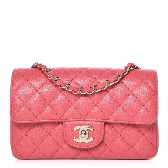 Caviar Quilted Mini Rectangular Flap Dark Pink
