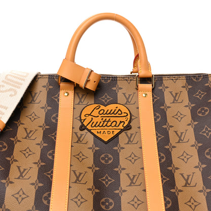Louis Vuitton X NIGO Reverse Monogram Stripe Keepall Bandouliere 50 Brown 7 of 9