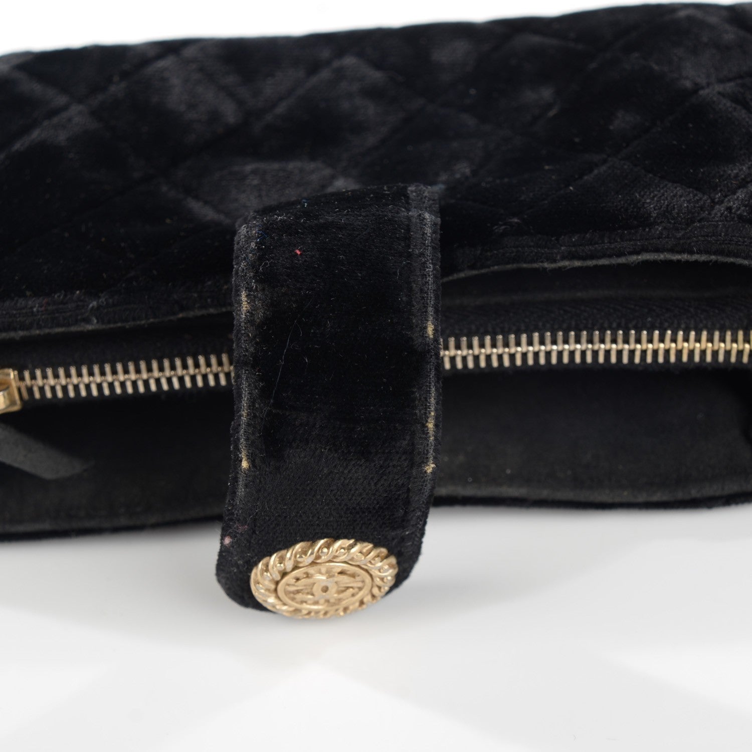 Chanel Velvet Quilted Mini Phone Holder Clutch Black 9 of 9