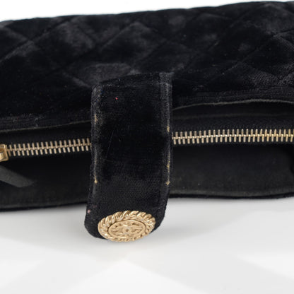 Chanel Velvet Quilted Mini Phone Holder Clutch Black 9 of 9