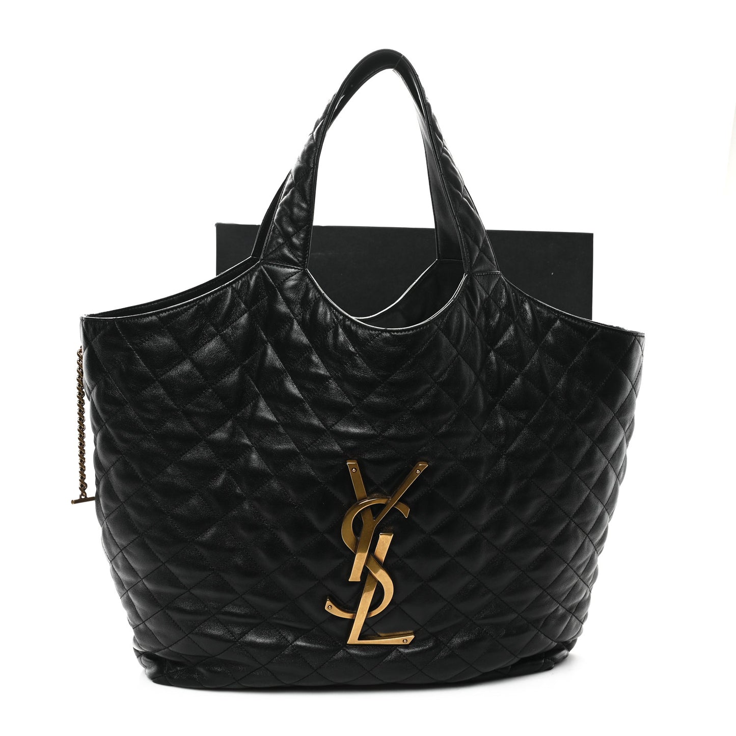 Lambskin Quilted Maxi Icare Shopping Tote Black