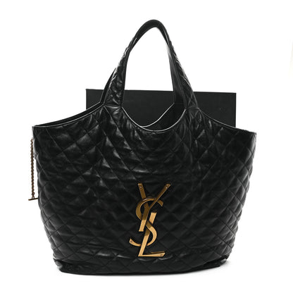 Saint Laurent Lambskin Quilted Maxi Icare Shopping Tote Black 14 of 14
