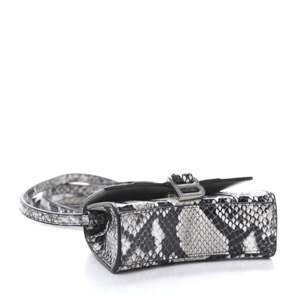 Balenciaga Shiny Calfskin Python Effect Hourglass Top Handle Bag Mini Black White 5 of 10