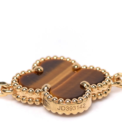 Van Cleef & Arpels 18K Yellow Gold Tiger Eye 5 Motifs Vintage Alhambra Bracelet 5 of 6