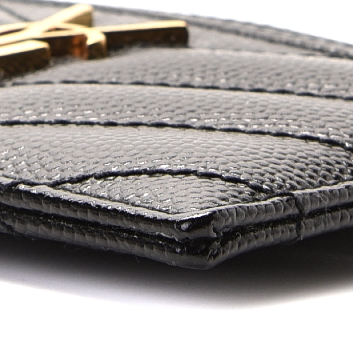 Saint Laurent Grain De Poudre Matelasse Chevron Monogram Credit Card Case Black 11 of 16