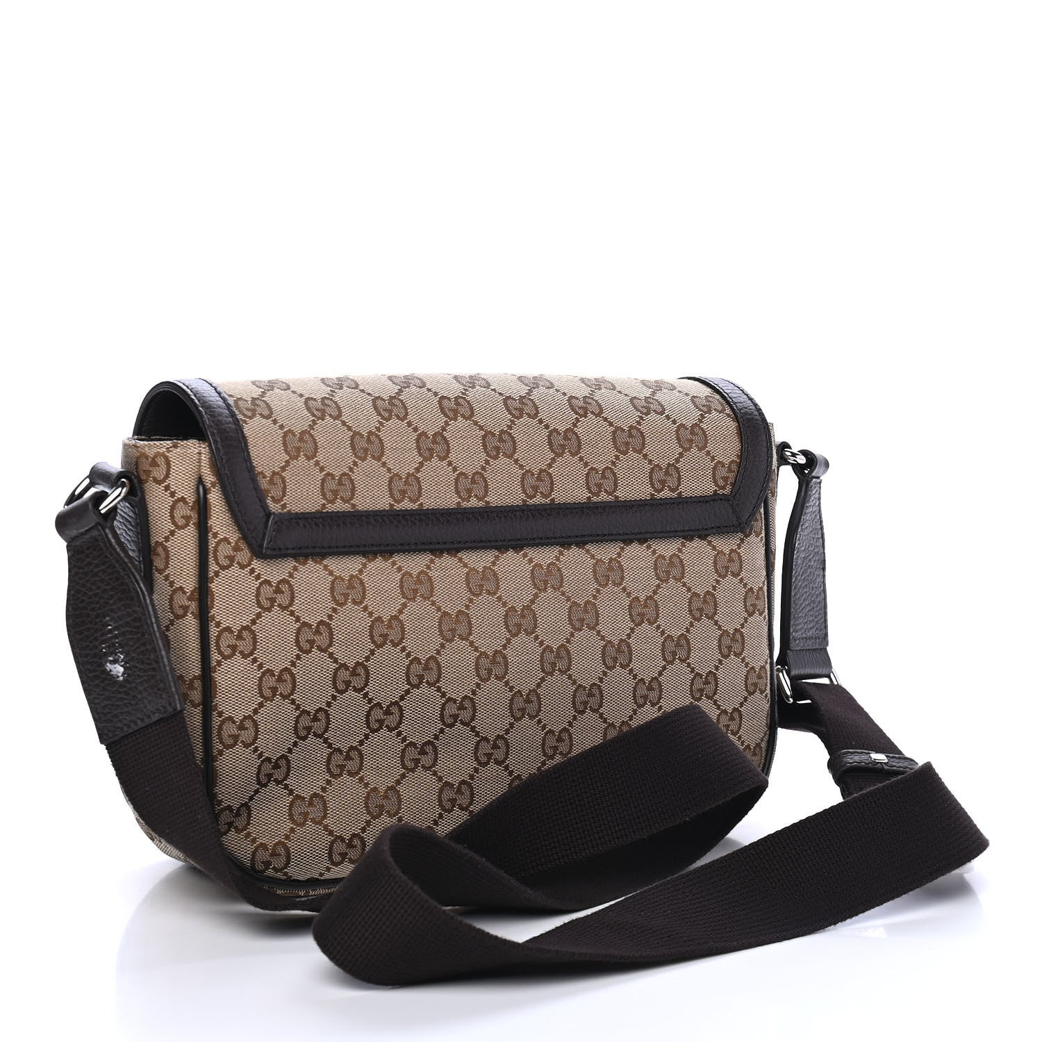 Gucci Monogram Flap Messenger Bag Beige Dark Brown 2 of 4