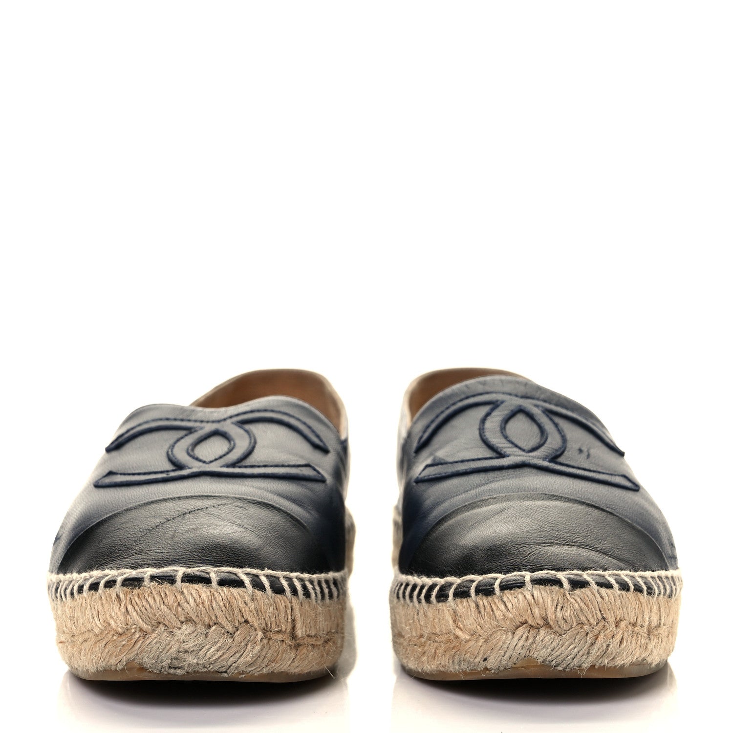 Chanel Lambskin CC Espadrilles 38 Navy Black 4 of 27
