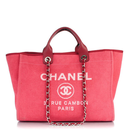 Chanel Canvas Large Deauville Tote Red 1 of 8