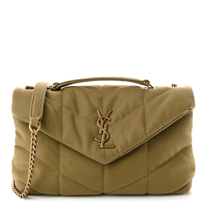 Saint Laurent Canvas Quilted Toy Loulou Puffer Monogram Chain Satchel Fir Green 1 of 10