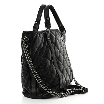 Chanel Calfskin Quilted Small Casual Riviera Tote Black 3 of 14