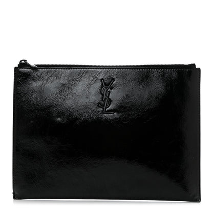 Saint Laurent Texturized Patent Monogram iPad Case Black 1 of 10