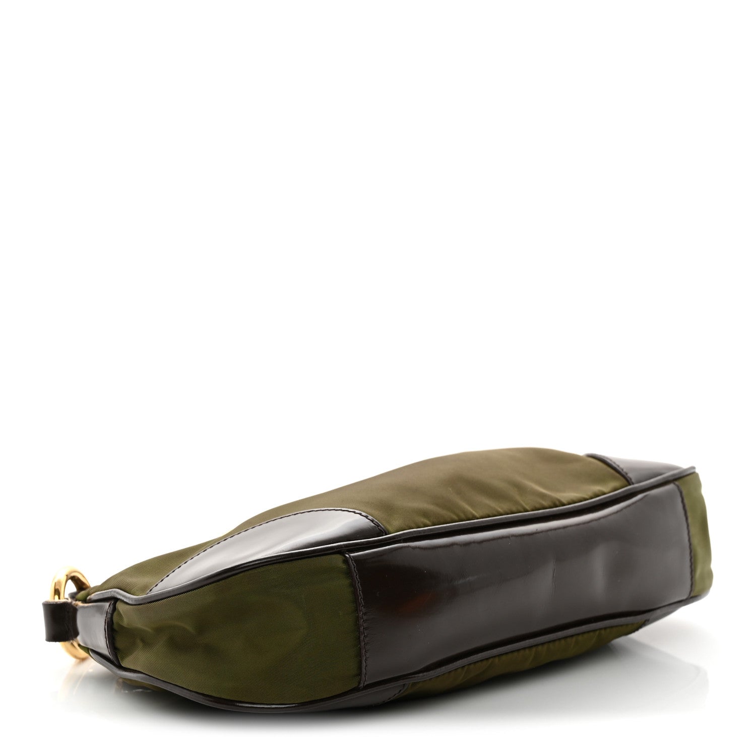 Prada Tessuto Nylon Soft Calf Shoulder Bag Green Brown 4 of 12