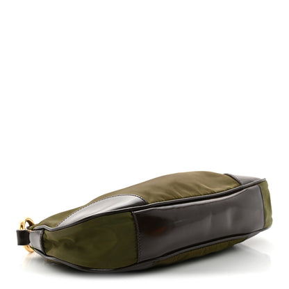 Prada Tessuto Nylon Soft Calf Shoulder Bag Green Brown 4 of 12