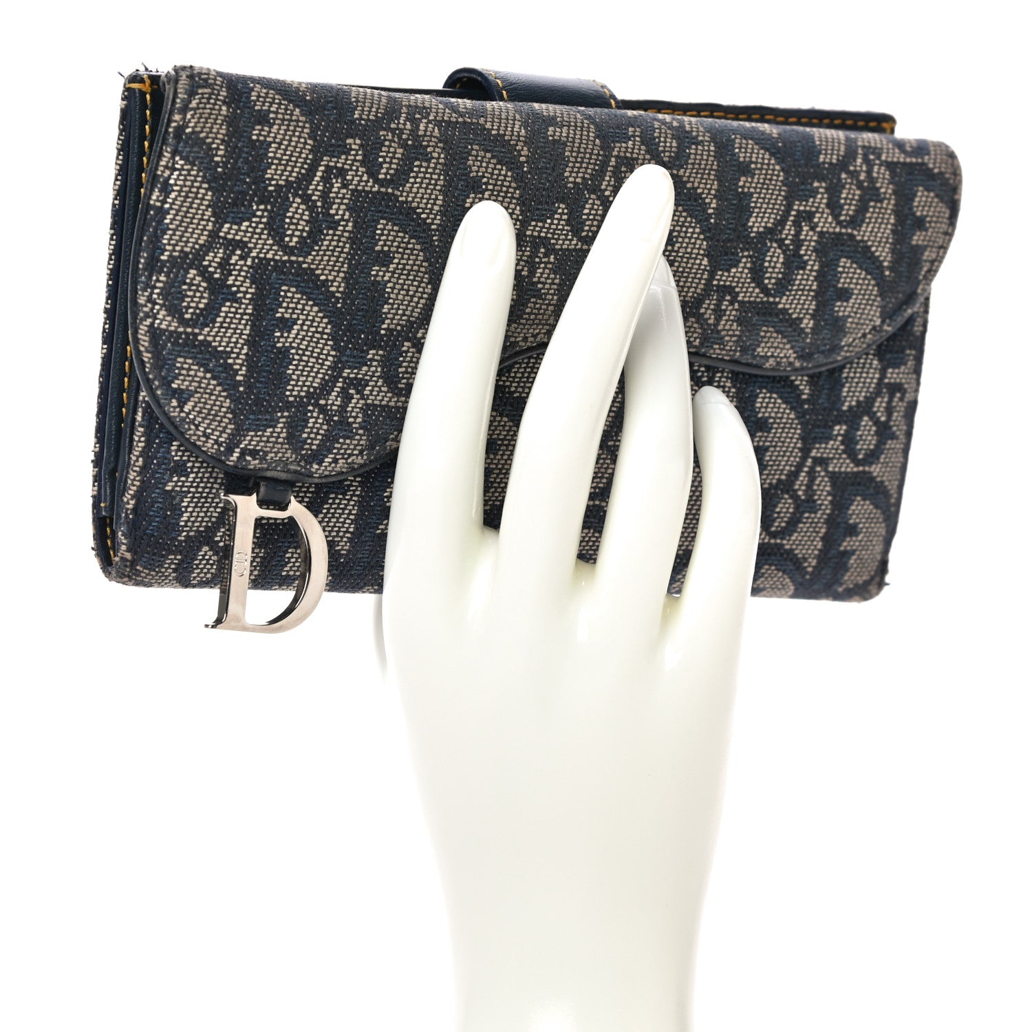 Christian Dior Monogram Saddle Wallet Navy 2 of 13