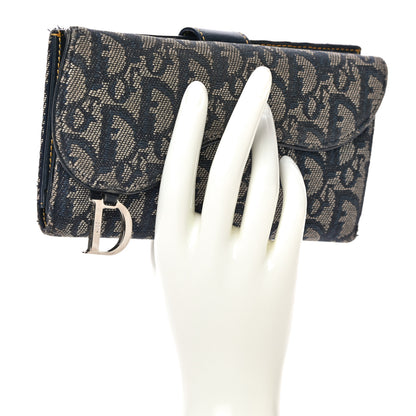 Christian Dior Monogram Saddle Wallet Navy 2 of 13