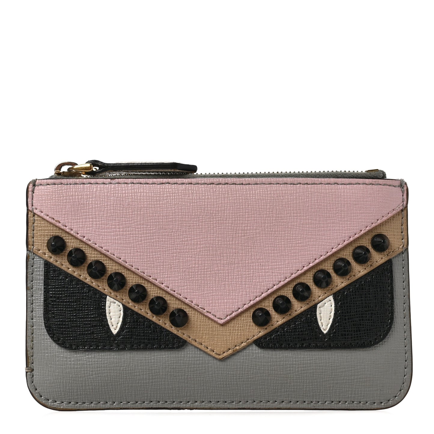 Vitello Elite Monster Eyes Studded Coin Pouch Key Case Ghiaccio Black Multicolor