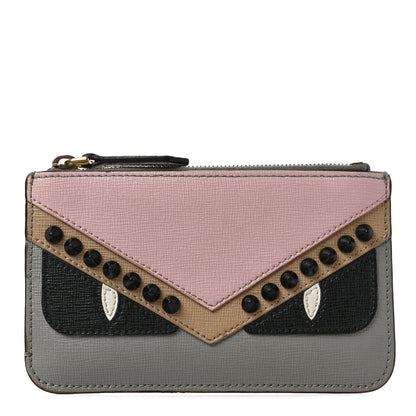 Fendi Vitello Elite Monster Eyes Studded Coin Pouch Key Case Ghiaccio Black Multicolor 1 of 6