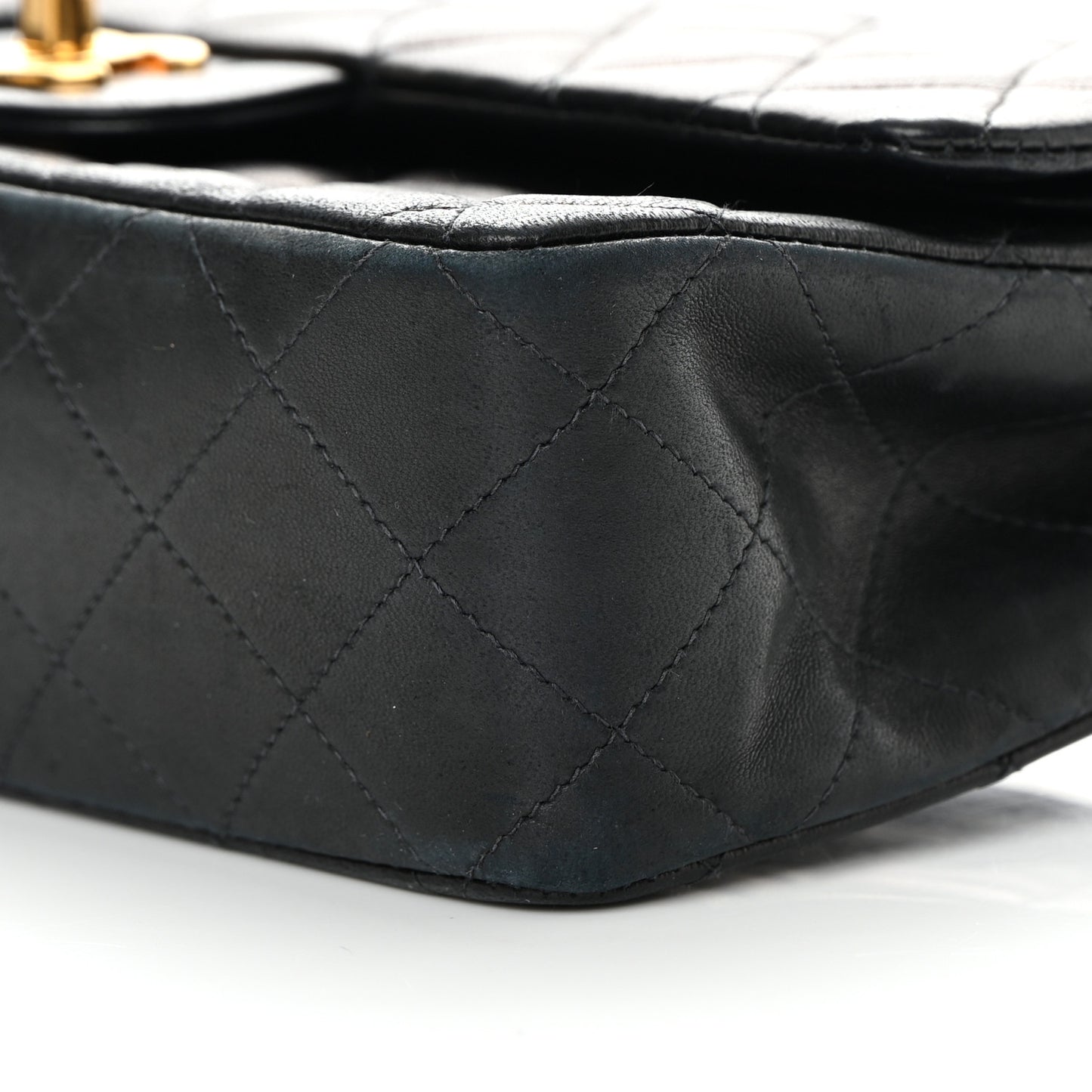 Lambskin Quilted Medium Double Flap Black
