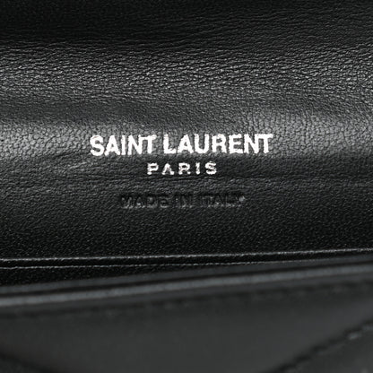 Saint Laurent Lambskin Y Quilted Monogram Small Loulou Envelope Wallet Black 6 of 9
