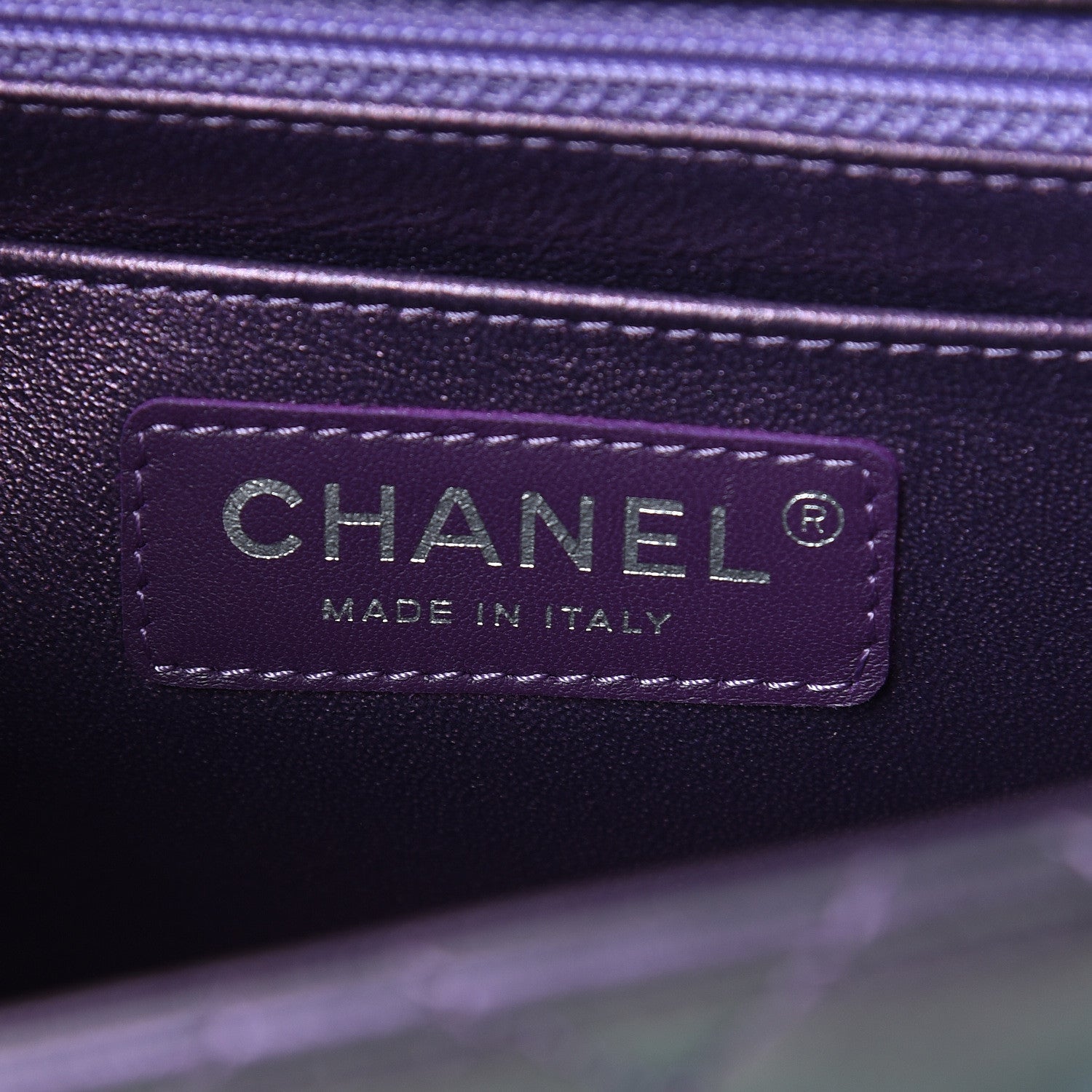 Chanel Iridescent Lambskin Quilted Mini Square Flap Dark Purple 7 of 11