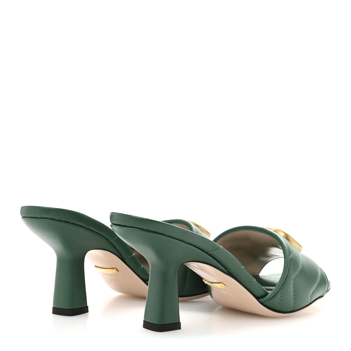 Nappa Matelasse GG Marmont 75mm Slide Sandals 35.5 Emerald