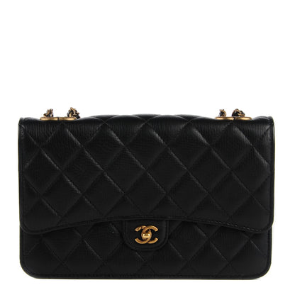 Chanel Goatskin Quilted CC Eyelet Wallet On Chain Black 1 of 9