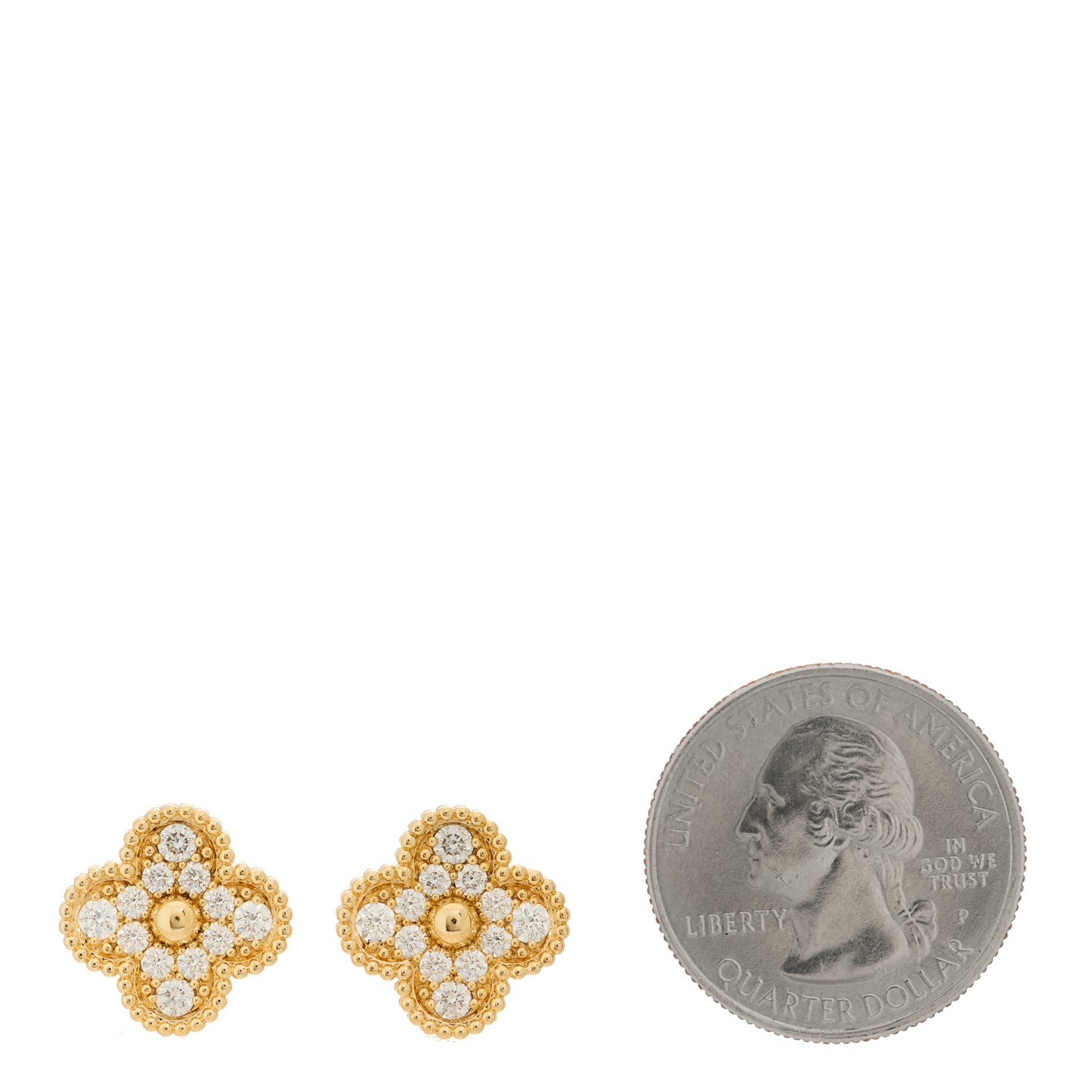 18K Yellow Gold Diamond Vintage Alhambra Earrings