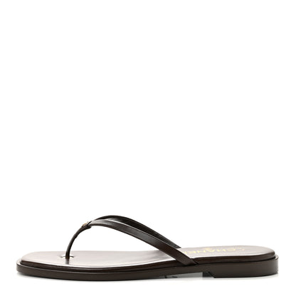 Chanel Goatskin CC Times Square Thong Sandals 39 Brown 1 of 10