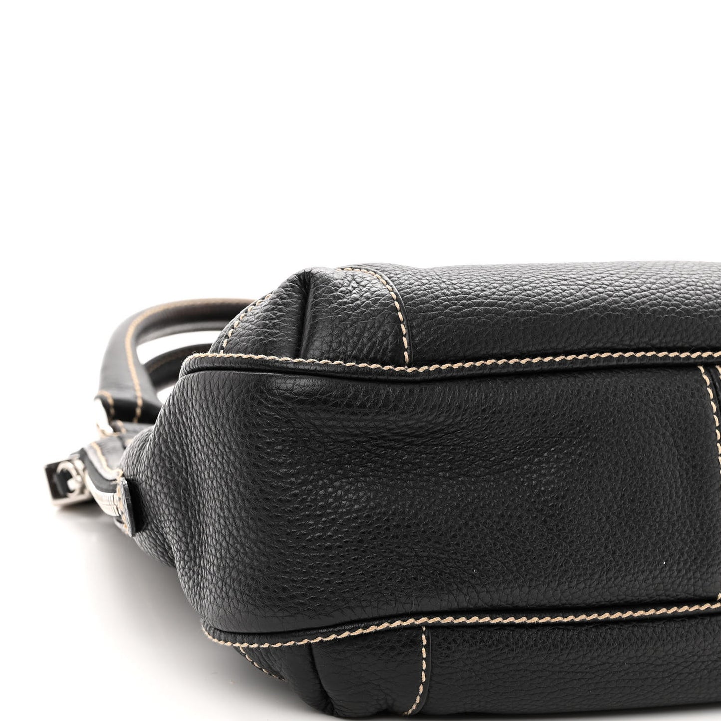 Grained Calfskin Tassel Hobo Black