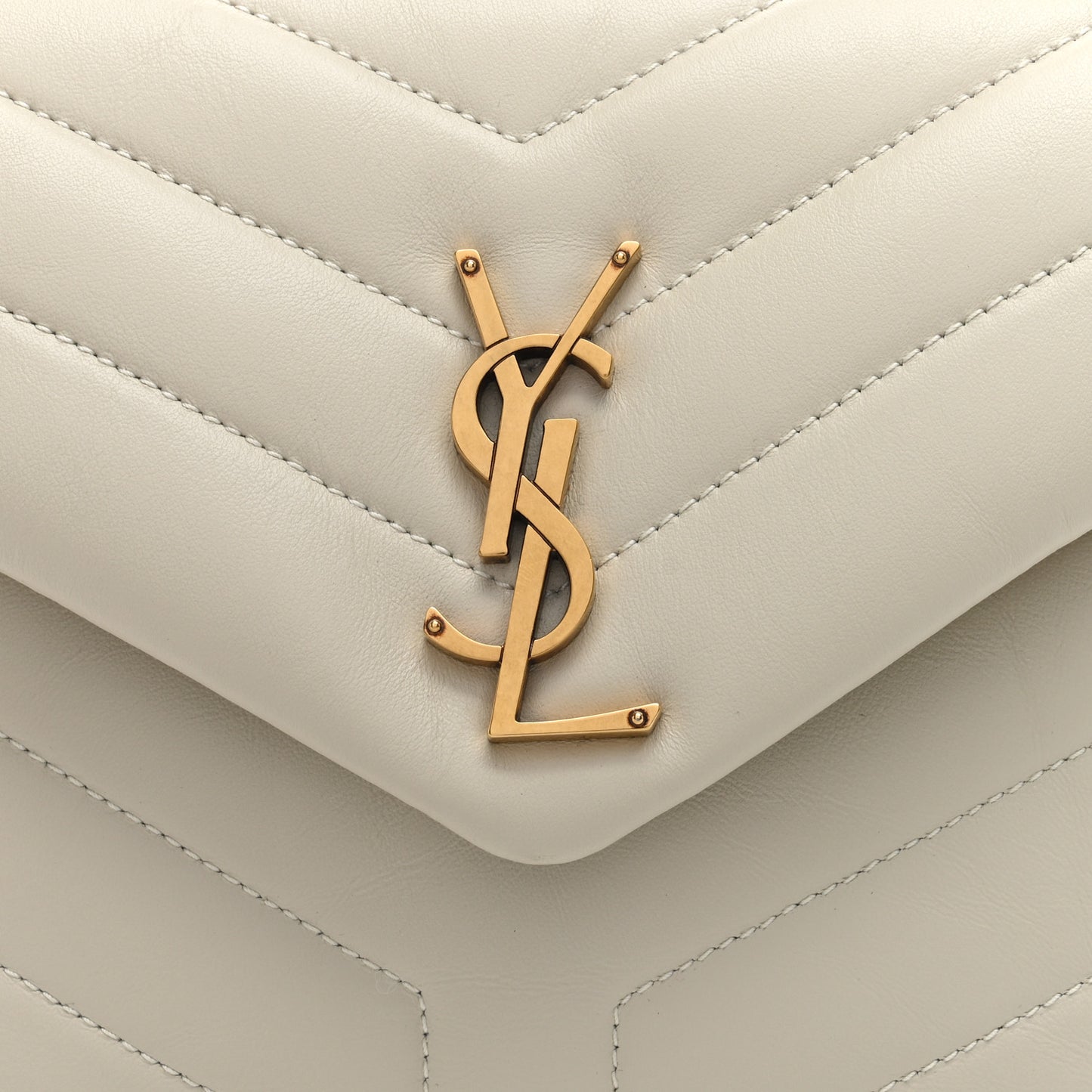 Calfskin Y Quilted Monogram Small Loulou Chain Satchel Crema Soft