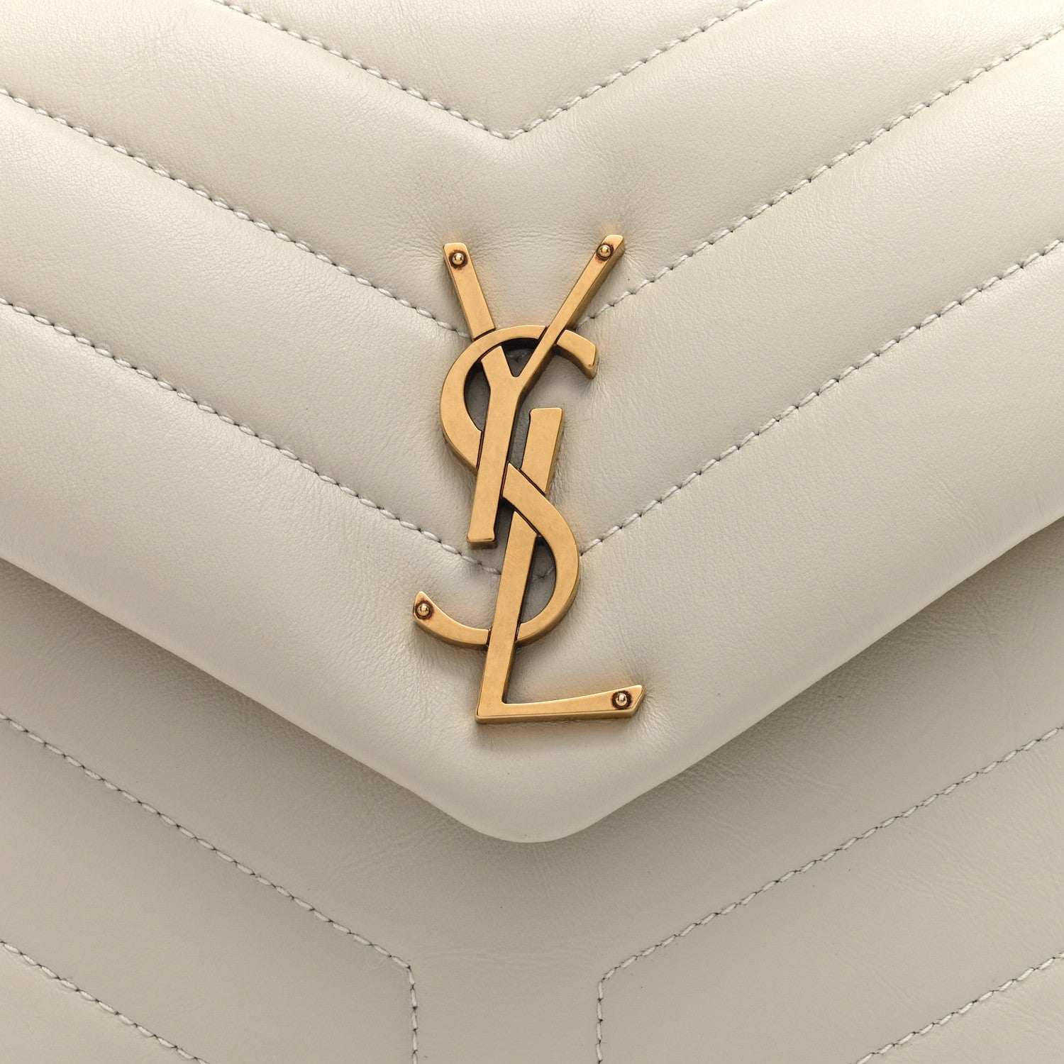 Saint Laurent Calfskin Y Quilted Monogram Small Loulou Chain Satchel Crema Soft 7 of 10