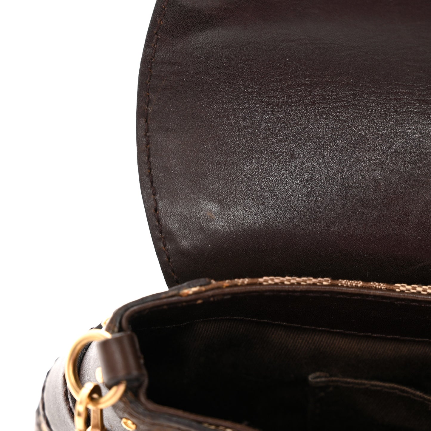 Monogram Studded Small Horsebit Clutch Dark Brown