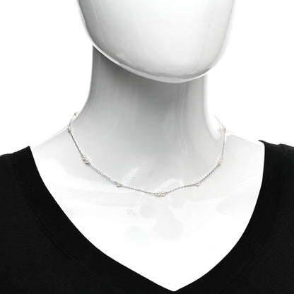Mikimoto 18K White Gold Akoya Pearl 3.5mm Station Necklace 2 of 4