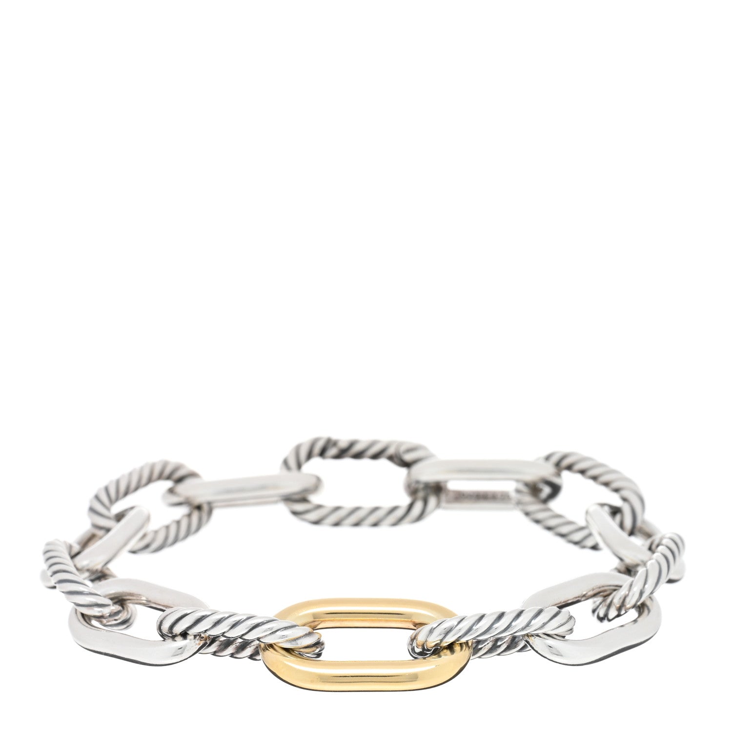 David Yurman Sterling Silver 18K Yellow Gold 11mm Madison Chain Bracelet 1 of 3