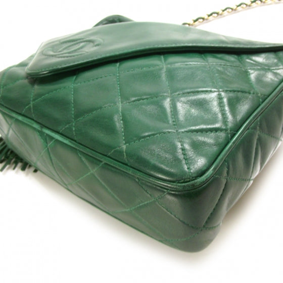 Quilted Lambskin Tassel Camera Case Green