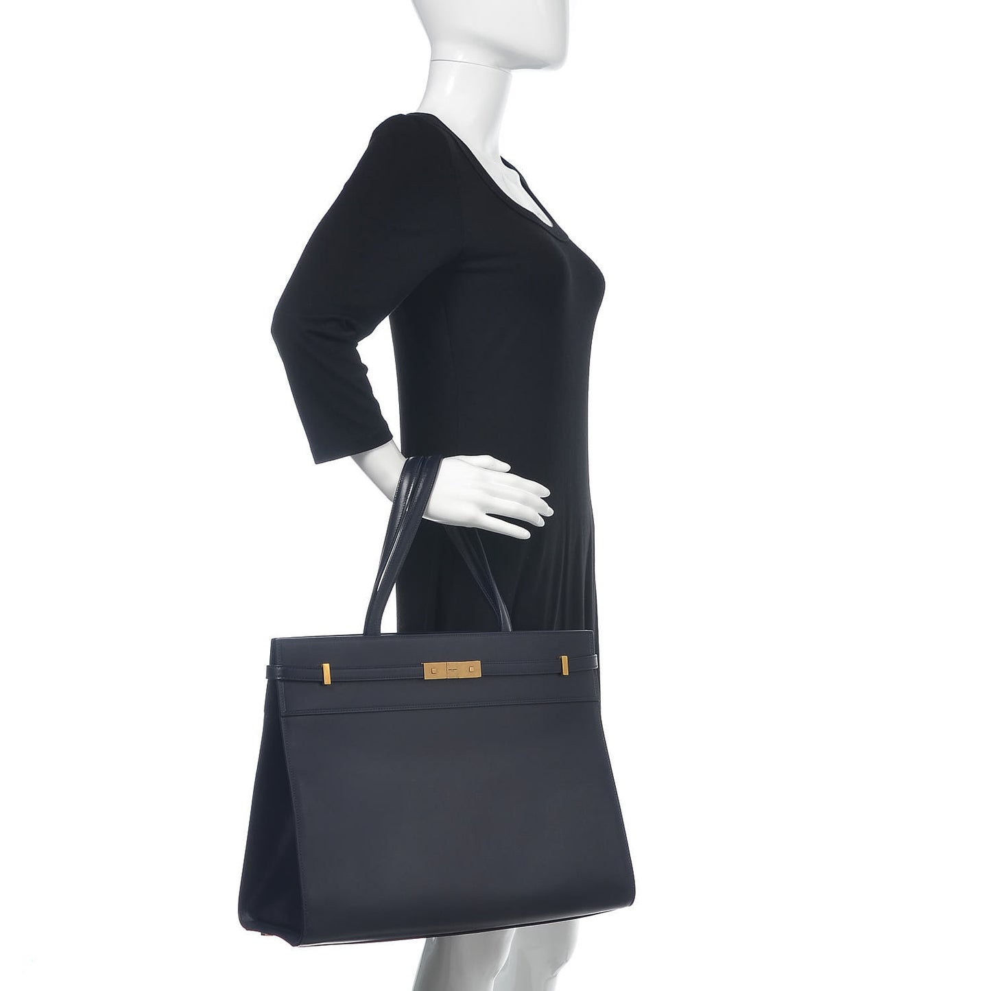 Calfskin Medium Manhattan Shopper Tote Dark Notte