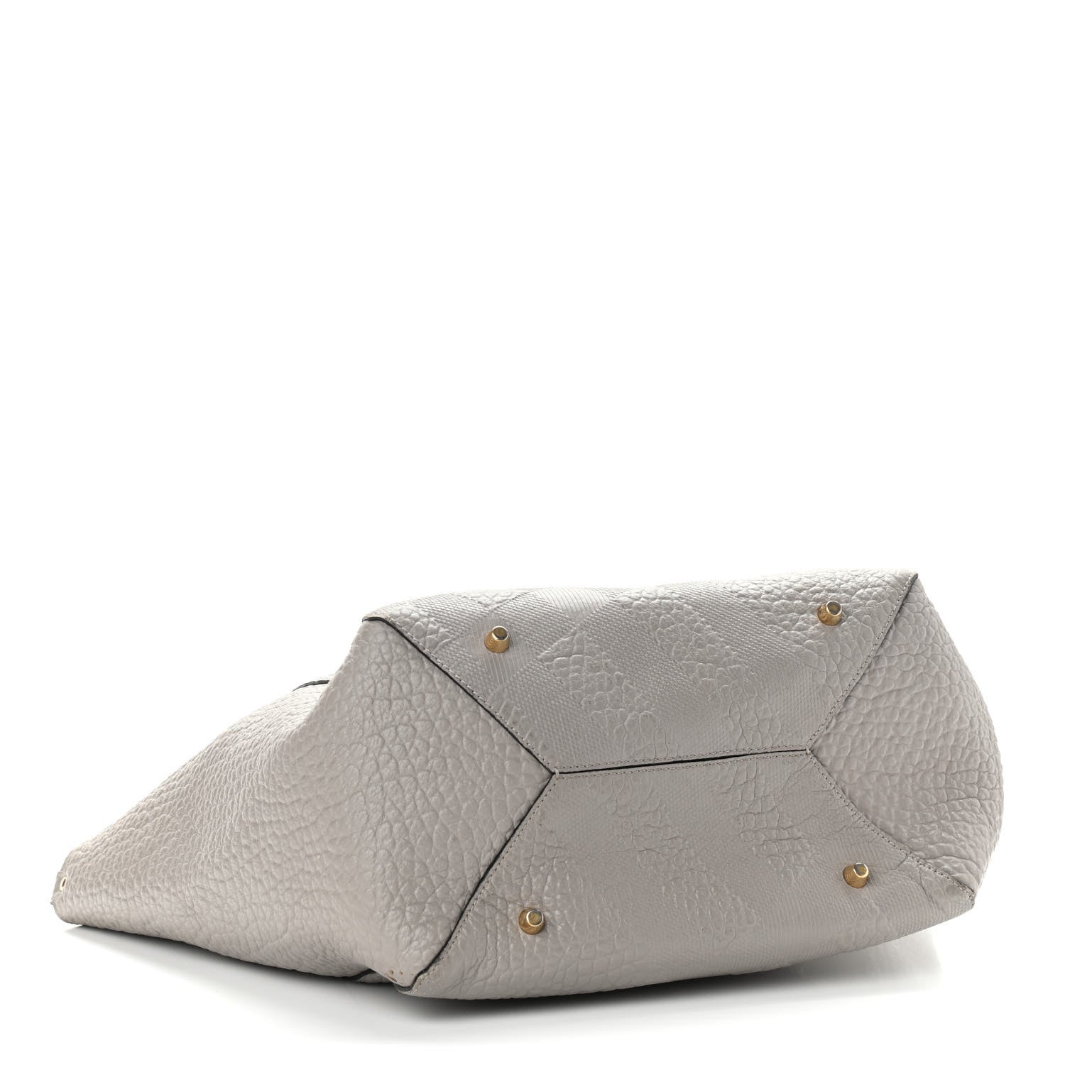 Burberry Signature Grain Calfskin Check Embossed Small Canterbury Tote Stone White 5 of 12