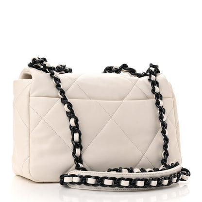 Chanel Glossy Calfskin Quilted Medium Chanel 19 Flap White Black 3 of 11