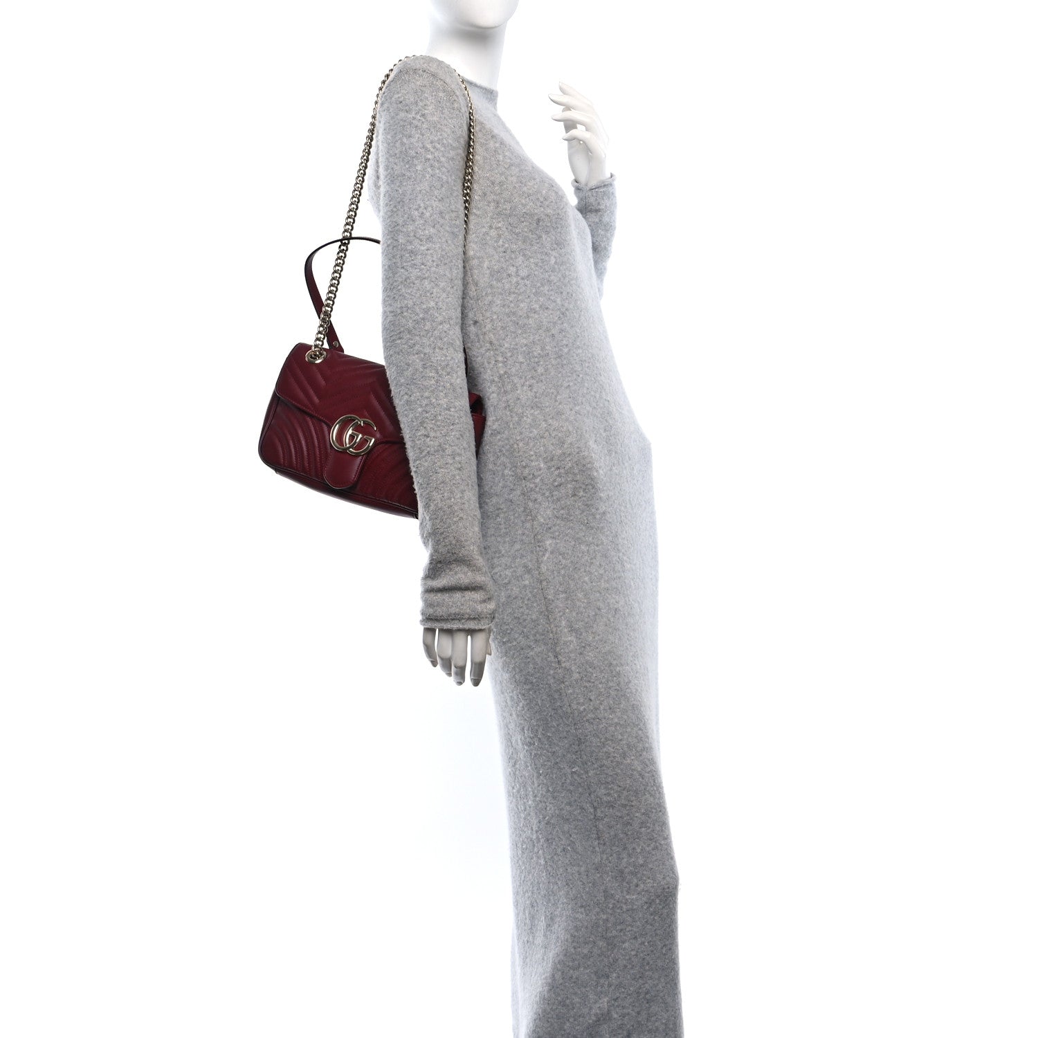 Gucci Calfskin Matelasse Medium GG Marmont Shoulder Bag Ancora Red 2 of 10