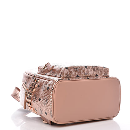 MCM Metallic Visetos Small Side Stud Stark Backpack Champagne Gold 4 of 9