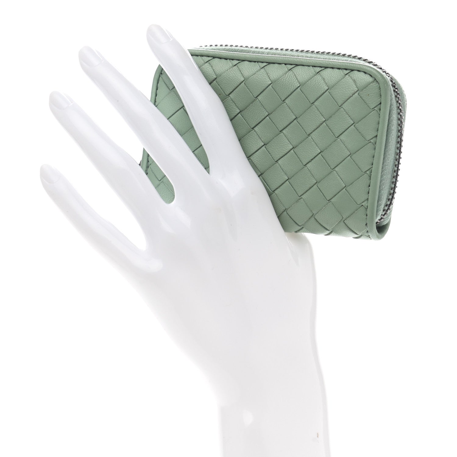Bottega Veneta Nappa Intrecciato Zip Around Coin Purse Light Green 2 of 8