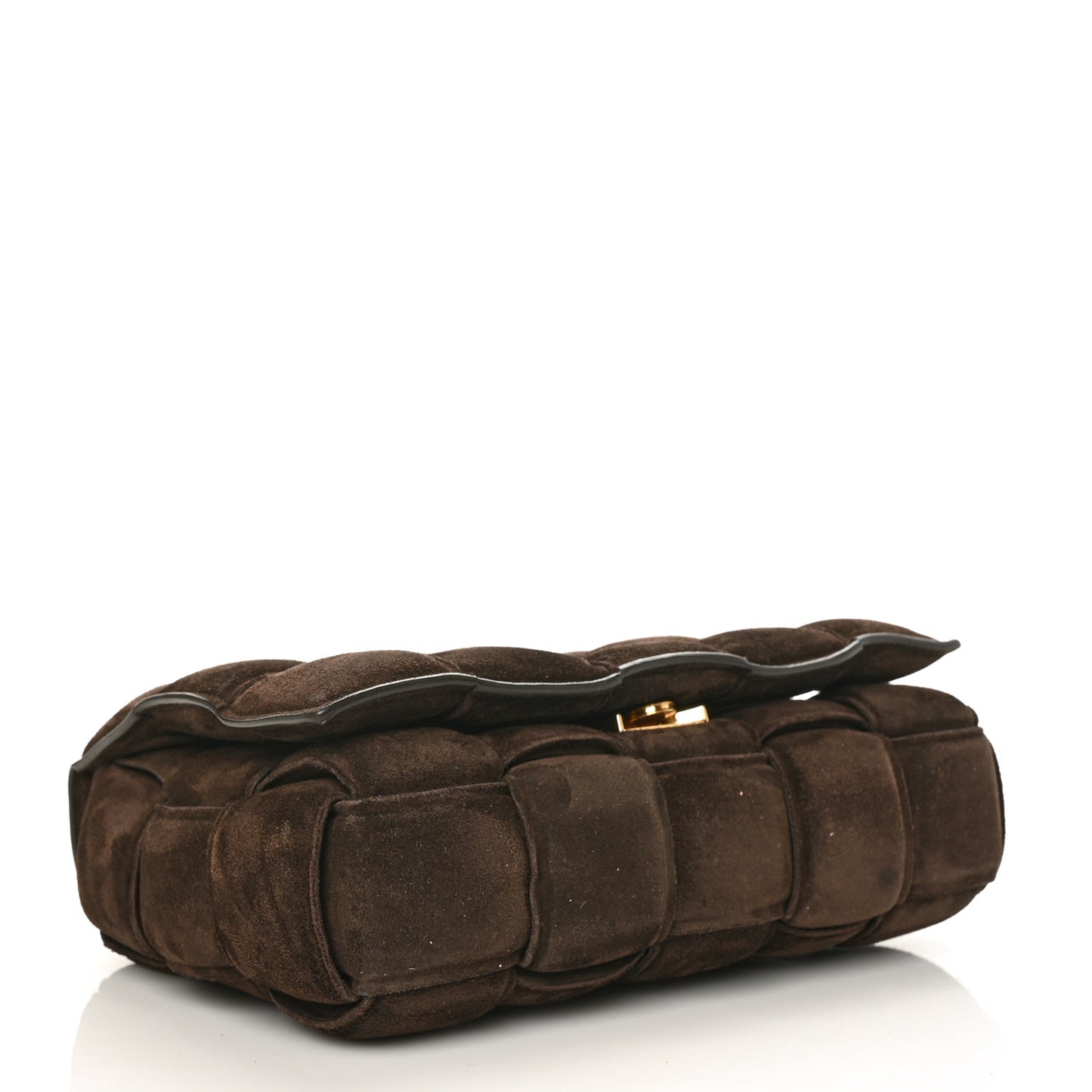 Suede Maxi Intrecciato Padded Chain Cassette Crossbody Bag Fondant