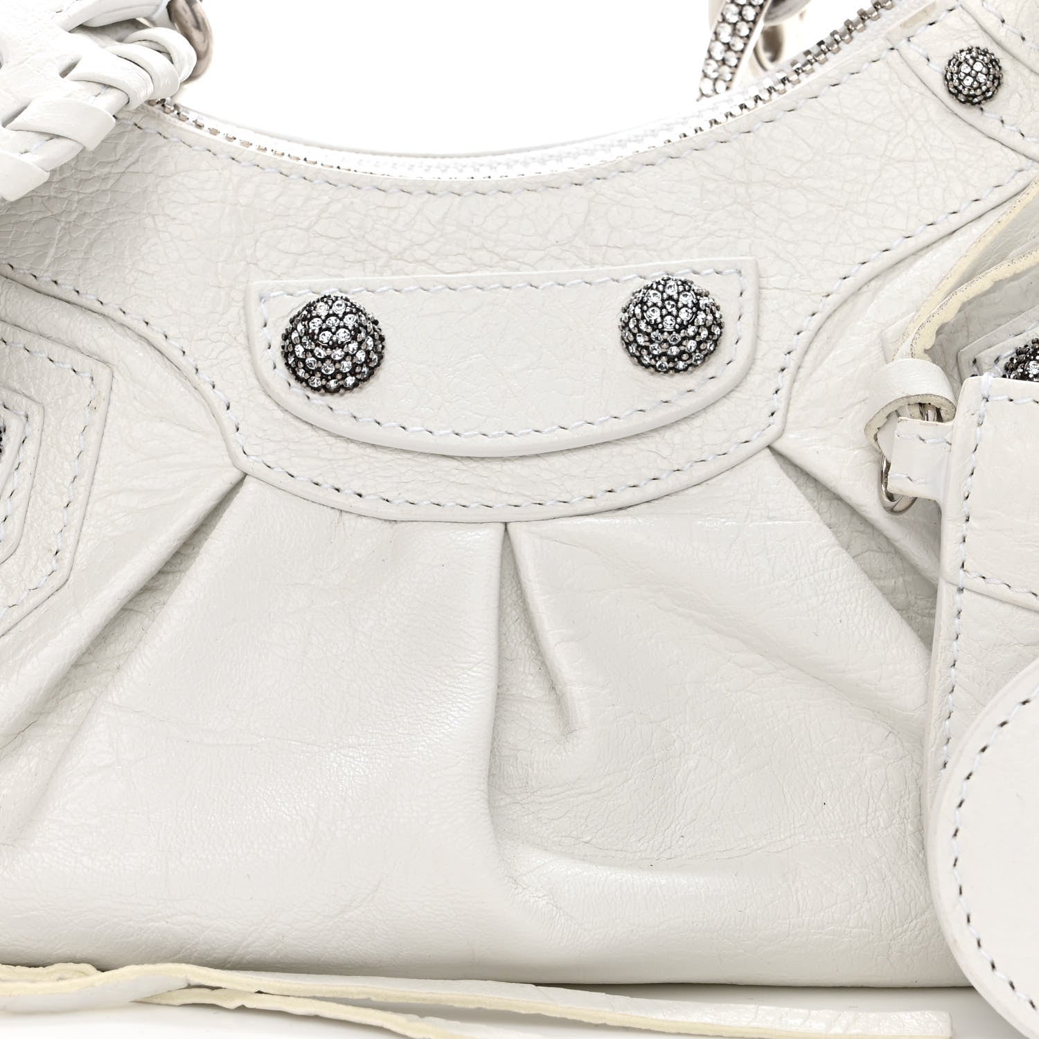 Balenciaga Agneau Arena Crystal Le Cagole Shoulder Bag XS Optic White 9 of 15