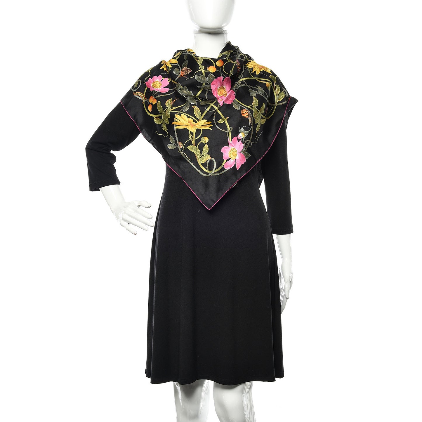 Silk Floral Flowerwebby Square Scarf Black