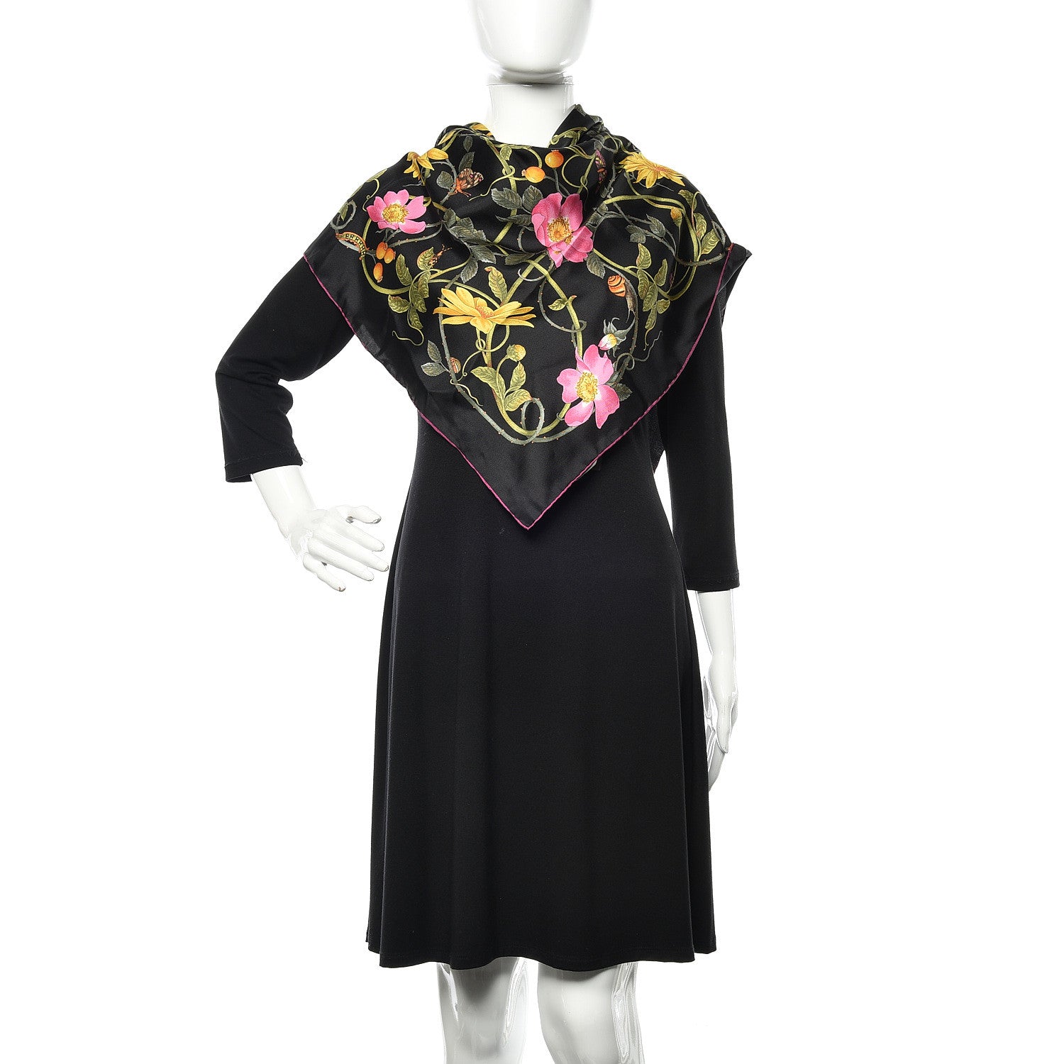 Gucci Silk Floral Flowerwebby Square Scarf Black 2 of 5