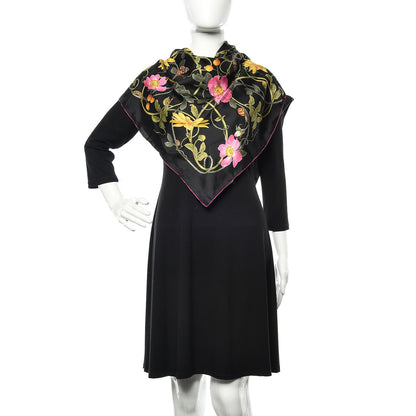 Gucci Silk Floral Flowerwebby Square Scarf Black 2 of 5